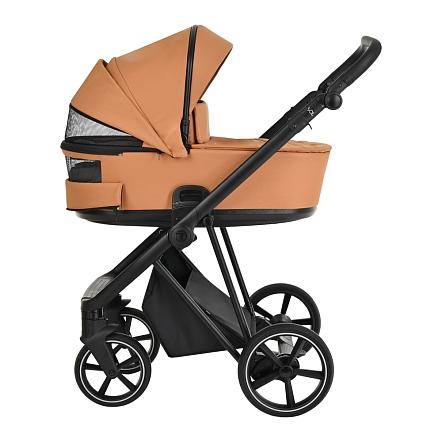**ROAN Коляска 2 в1 Sol короб + прогулка Cinnamon/Black/руч.Черный(2 места)