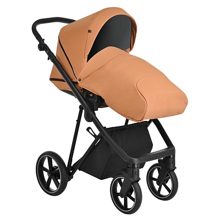 **ROAN Коляска 2 в1 Sol короб + прогулка Cinnamon/Black/руч.Черный(2 места)