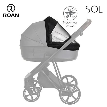 ROAN Коляска 2 в1 Sol короб + прогулка Cloud Grey/Black/руч.Черный(2 места)