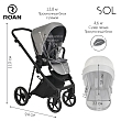 ROAN Коляска 2 в1 Sol короб + прогулка Cloud Grey/Black/руч.Черный(2 места)