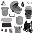 ROAN Коляска 2 в1 Sol короб + прогулка Cloud Grey/Black/руч.Черный(2 места)
