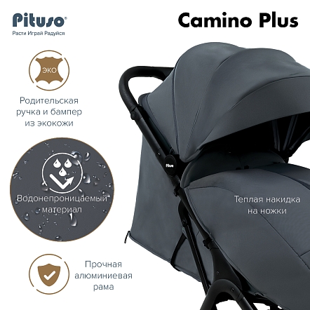 PITUSO Коляска детская CAMINO+(прогулочная),Graphite/чехол на ножки