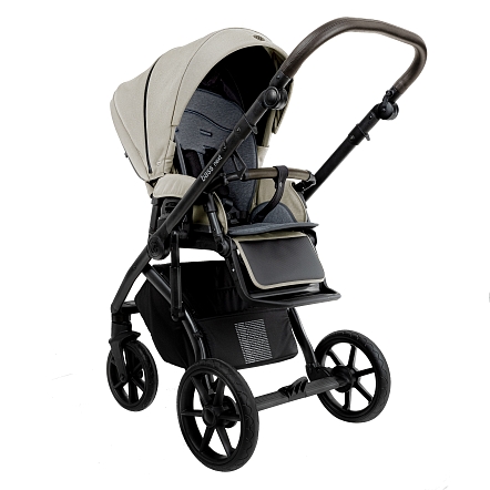 ROAN Коляска 2 в1 Bass Next  короб + прогулка Marzipan/Black/руч.Cappuccino(2 места)