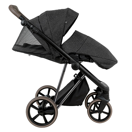 ROAN Коляска 2 в1 Sol Luxury короб + прогулка Pixel/Dark/Nickel/руч.Cappuccino/к.Cappuccino(2 места)
