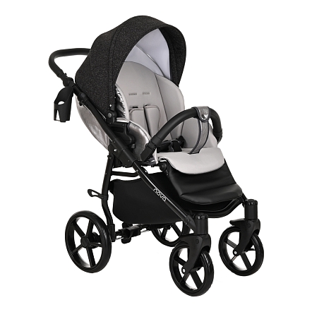 **TUTIS Коляска 2 в1 NOVO короб + прогулка Кожа Pearl Metalic/Black Reflective Print