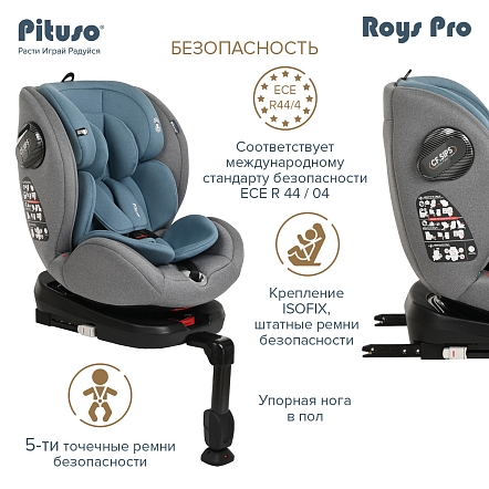 Pituso Удерживающее устройство для детей 0-36 кг Roys Grey, Dark blue Inlay/Серый, Темно-синий вклад