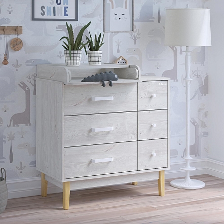 **PITUSO Комод серия Kids Vintage Premium ЛДСП Сосна касцина 6 ящиков (2 места)