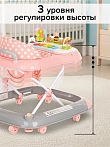 PITUSO Ходунки Пчёлка (8 силик.колес,игр.муз.панель,2стоппера) Pink/Grey Серый/коралл (уп/1шт)