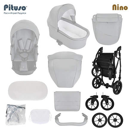 PITUSO Коляска 2 в1 Nino  короб+прогулка Кожа White