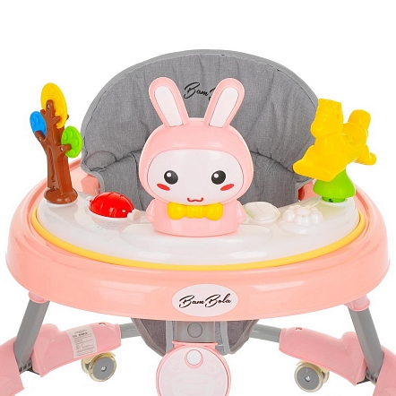 BAMBOLA Ходунки Зайчик (круглые)(6 силик.кол,игр.,муз) 6 шт/уп (67*67*55) Soft Pink/Нежно-розовый