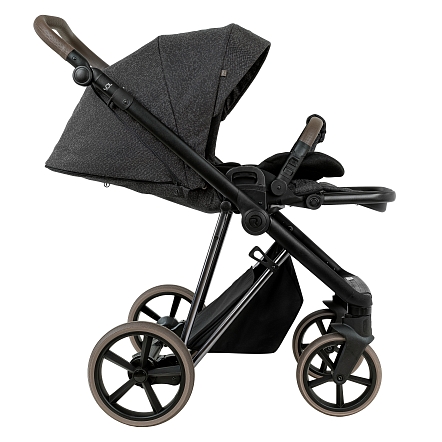 ROAN Коляска 2 в1 Sol Luxury короб + прогулка Pixel/Dark/Nickel/руч.Cappuccino/к.Cappuccino(2 места)