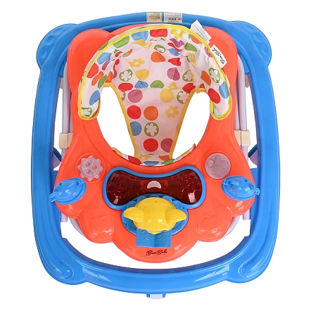 **BAMBOLA Ходунки Медвежонок (7 пласт.колес,игрушки,муз) 6 шт/уп (68*59*56) Blue/Голубой-Оранжевый