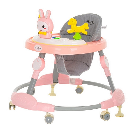 BAMBOLA Ходунки Зайчик (круглые)(6 силик.кол,игр.,муз) 6 шт/уп (67*67*55) Soft Pink/Нежно-розовый