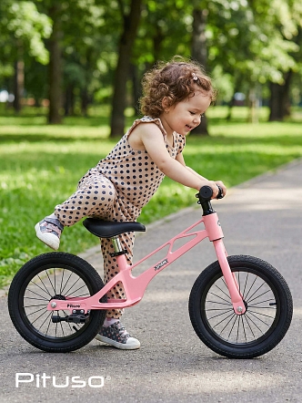 PITUSO Беговел Spark,Magnesium,колеса 14",подножка, Pink/Розовый