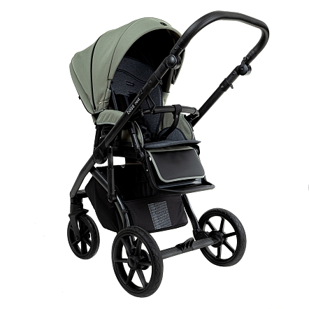 ROAN Коляска 2 в1 Bass Next короб + прогулка Sage Green/Black/руч.Black(2 места)