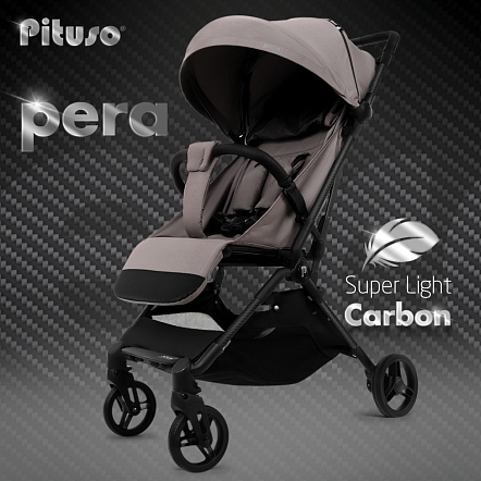 PITUSO коляска детская PERA (прогулочная)Devine Cocoa /рама carbon/PU (блок колес)