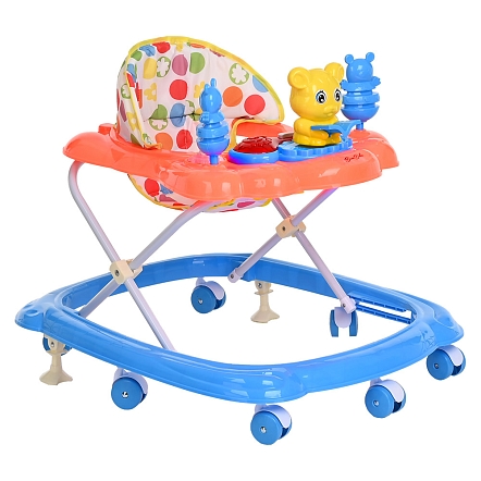 **BAMBOLA Ходунки Медвежонок (7 пласт.колес,игрушки,муз) 6 шт/уп (68*59*56) Blue/Голубой-Оранжевый