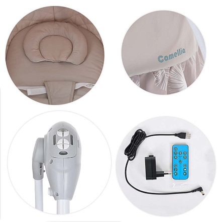 **PITUSO электрокачели-колыбель Camellia Dandelion grey/Одуванчик,серый,70*104*76см (1 шт/уп)