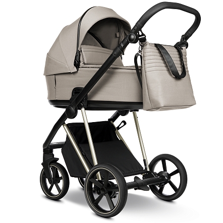 ROAN Коляска 2 в1 Sol Luxury короб + прогулка Hazel/Champagne/руч.Black/к.Black(2 места)