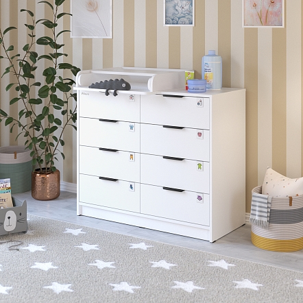 PITUSO Комод серия Kids Optimum ЛДСП Белый-белый (2 места)
