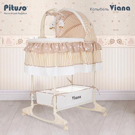 PITUSO Колыбель 3 в 1 Viana на колёсах Stars Beige/бежевый