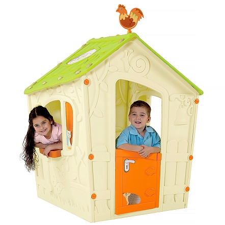 Уценка KETER Игровой Дом Magic Волшебный с петушком Белый/Экрю/Салатовый Ecru/Green (110x110x146h) (брак литья - отверстие на внешней панели (на функционал не влияет), не хватает 1 болта)