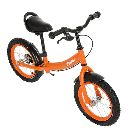PITUSO Беговел Pulsar, колеса AIR 14", тормоз, подножка,Orange matt/Оранжевый матовый 