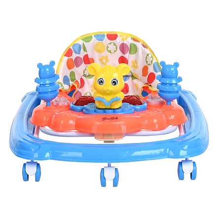 **BAMBOLA Ходунки Медвежонок (7 пласт.колес,игрушки,муз) 6 шт/уп (68*59*56) Blue/Голубой-Оранжевый