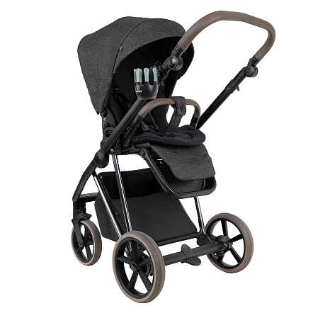 ROAN Коляска 2 в1 Sol Luxury короб + прогулка Pixel/Dark/Nickel/руч.Cappuccino/к.Cappuccino(2 места)