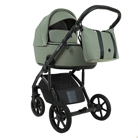 ROAN Коляска 2 в1 Bass Next короб + прогулка Sage Green/Black/руч.Black(2 места)