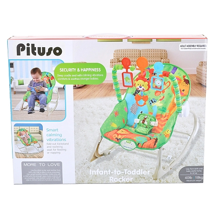 PITUSO Шезлонг Osito Друзья из джунглей (вибр.,звук),3 полож.спинки 66*47*66 см (6 шт/уп)