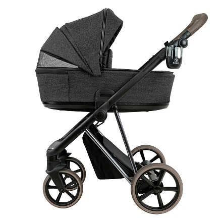 ROAN Коляска 2 в1 Sol Luxury короб + прогулка Pixel/Dark/Nickel/руч.Cappuccino/к.Cappuccino(2 места)