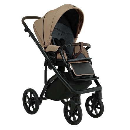 ROAN Коляска 2 в1 Bass Next короб + прогулка Mocha Mousse/Black/руч.Cappuccino(2 места)