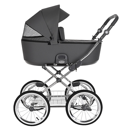 ROAN Коляска 1 в1 Bass Next Classic короб Steel Grey/Chrome/d14/руч.Серый  (2 места)