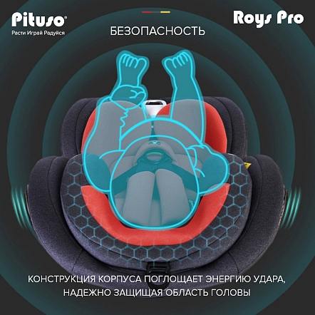 Pituso Удерживающее устройство для детей 0-36 кг Roys Grey, Black Inlay /Серый,Черный вкладыш