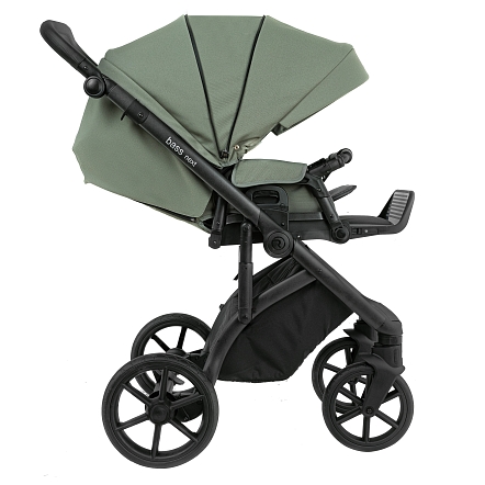 ROAN Коляска 2 в1 Bass Next короб + прогулка Sage Green/Black/руч.Black(2 места)