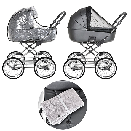 ROAN Коляска 1 в1 Bass Next Classic короб Raisin Mood/Chrome/d14/руч.Тем.коричневый(2 места)