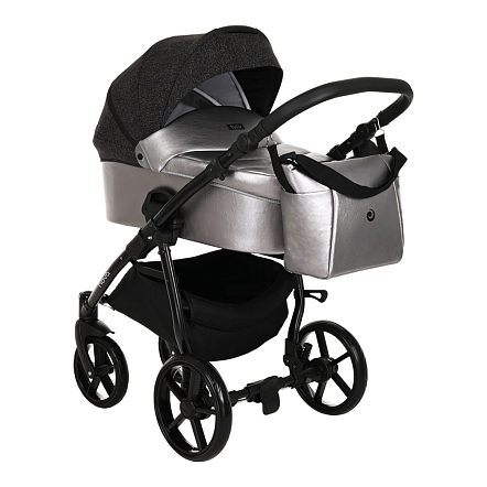 **TUTIS Коляска 2 в1 NOVO короб + прогулка Кожа Pearl Metalic/Black Reflective Print