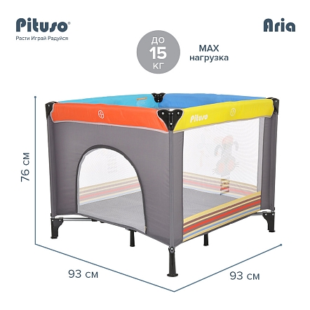 PITUSO Манеж Aria Puppy/Песик одноуровневый, лаз на молнии, 93*93*76см