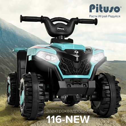 PITUSO Электроквадроцикл, 116-NEW 6V/4.5Ah,20W*1,колеса пласт,свет,муз,68*43*47,Green/Бирюзовый