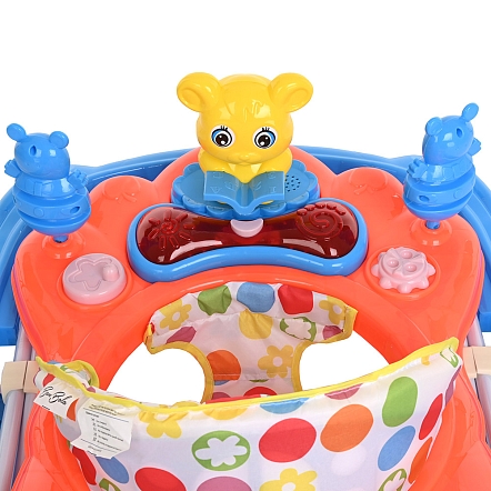 **BAMBOLA Ходунки Медвежонок (7 пласт.колес,игрушки,муз) 6 шт/уп (68*59*56) Blue/Голубой-Оранжевый