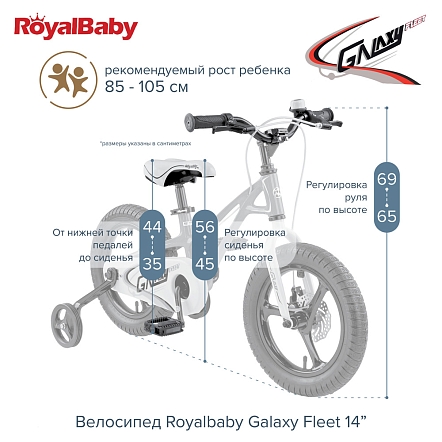 Велосипед Royalbaby двухколесный, Galaxy Fleet 14" Pink/Розовый