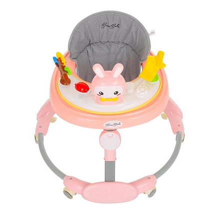BAMBOLA Ходунки Зайчик (круглые)(6 силик.кол,игр.,муз) 6 шт/уп (67*67*55) Soft Pink/Нежно-розовый