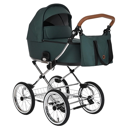 ROAN Коляска 1 в1 Bass Next Classic короб Pacific Green/Chrome/d14/руч.Коричневый  (2 места)