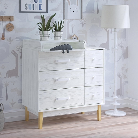 **PITUSO Комод серия Kids Vintage Premium ЛДСП Древесина белая 6 ящиков (2 места)