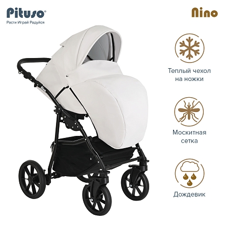 PITUSO Коляска 2 в1 Nino  короб+прогулка Кожа White