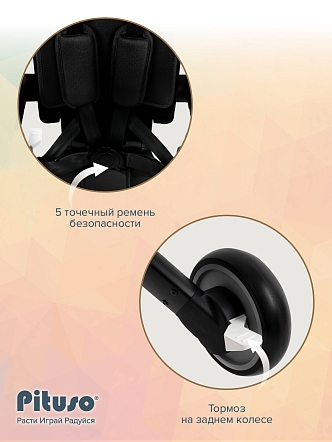 PITUSO Велосипед трехколесный Leve Pro, складной, с сумкой, разм. упак. 66х34х31 см, Black/Черный