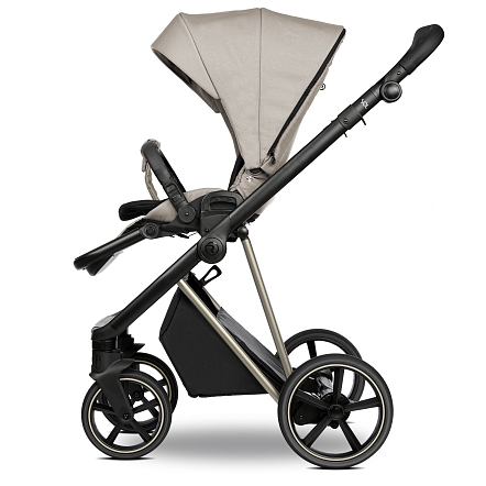 ROAN Коляска 2 в1 Sol Luxury короб + прогулка Hazel/Champagne/руч.Black/к.Black(2 места)