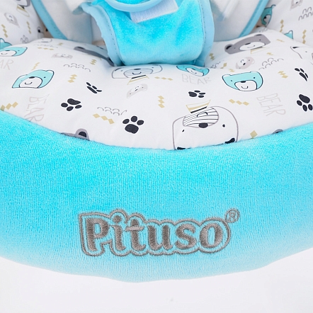 **PITUSO электрокачели Carino Green/Бирюза Мишки (адаптер, пульт) 75х67х98,5см 1шт.в коробке