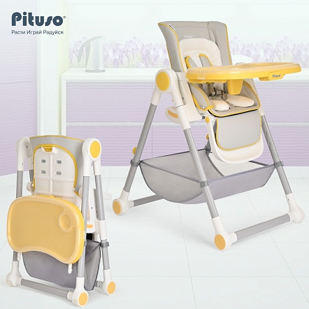 PITUSO Стул для кормления ELCANTO DELUX Grey/серый ECO-кожа 
